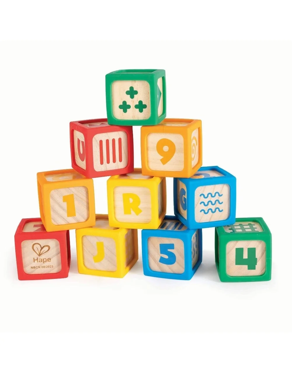 Grip-n-Stack Silicone & Wood Blocks - Multicolor